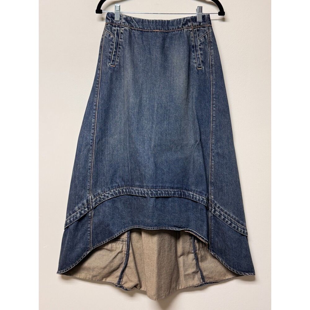 VINTAGE - *RARE* GAP Tie Back Hi/Low Denim Maxi/Midi Skirt, Cotton, Sz 1